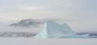 Icebergs in front of Storen Island-frozen into the sea ice of the Uummannaq fjord system during win Art Print